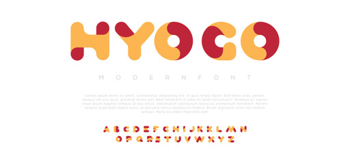 Hyogo Modern digital technology logo font alphabet. - obrazy, fototapety, plakaty