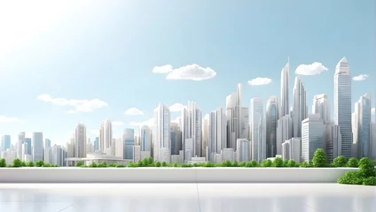 Foto op Plexiglas city building White background backdrop with a focus on a solid landscape © americandigi