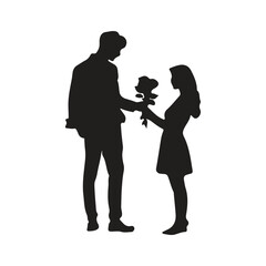 Silhouettes of Romantic Loving Couples