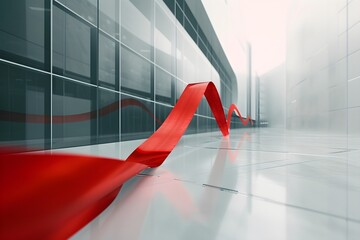 illustration of a ribbon being cut at the inauguration of a new building - obrazy, fototapety, plakaty