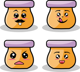 Set of vintage groovy characters and elements for poster of sticker design.