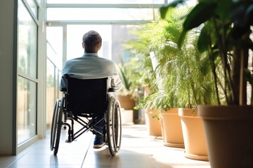 Man in Wheelchair Looking Out Window