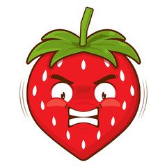 strawberry angry face cartoon cute