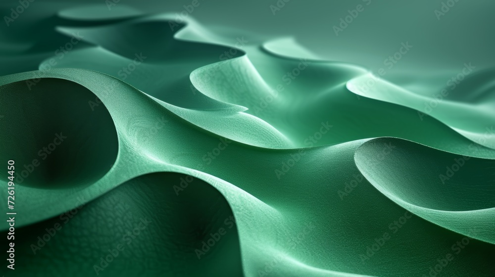 Poster abstract green background with waves. 3d rendering, 3d illustration. - generative ai