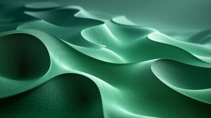 Abstract green background with waves. 3d rendering, 3d illustration. - Generative AI