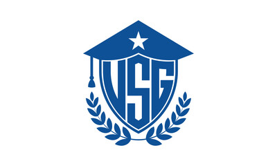 USG three letter iconic academic logo design vector template. monogram, abstract, school, college, university, graduation cap symbol logo, shield, model, institute, educational, coaching canter, tech