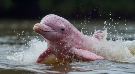 The Amazon river dolphin, also known as the pink river dolphin or boto, lives only in freshwater,AI generated
