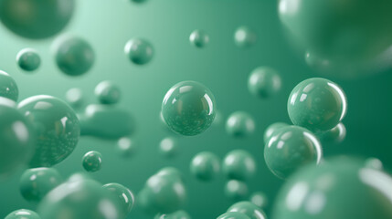Three dimensional render of green spheres