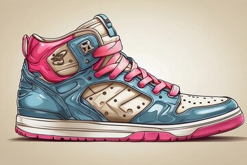 Sneaker shoe . Concept. Flat design. Vector illustration. Sneakers in flat style. Sneakers side view. Fashion sneakers.