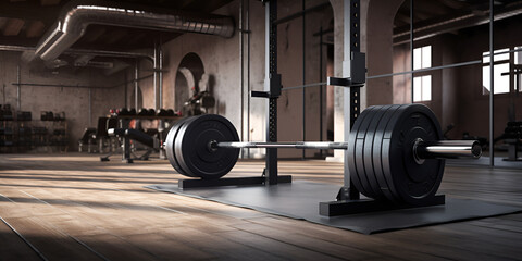 dumbbell in gym,,,A Photo of a Gym Weight Rack with Barbells and Plates