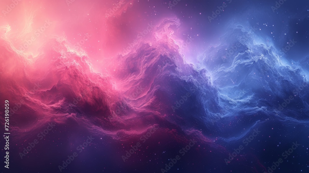 Poster abstract galaxy background with glowing nebula and stars. 3d illustration - generative ai