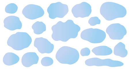 ふわふわした雲形のフレームイラストセット　グラデーション
