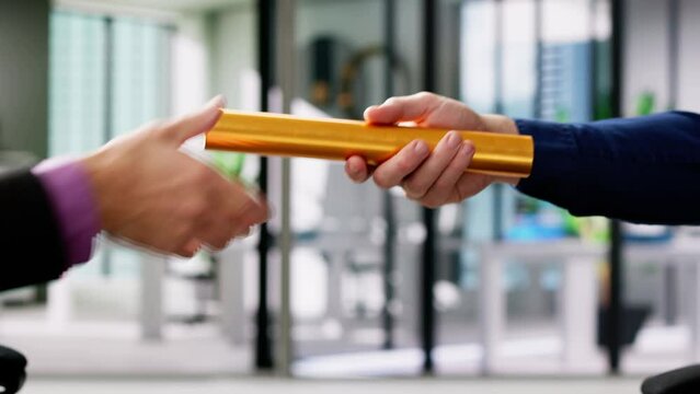 Business Man And Man Relay Baton Handover