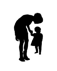 Family mom and dad walking together with kids children vector