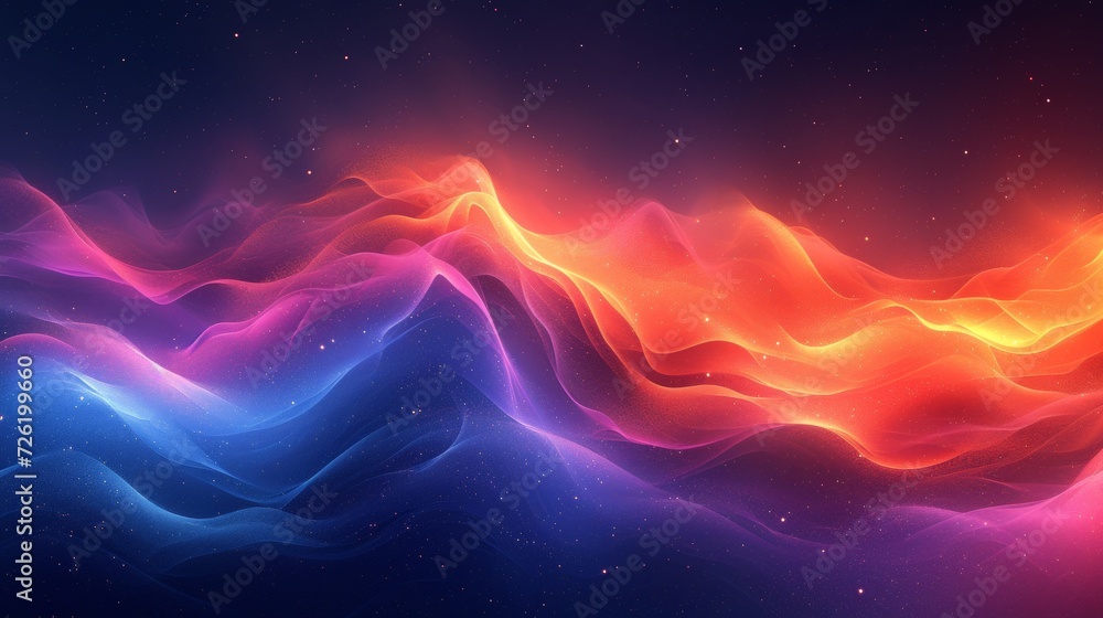 Aufkleber abstract background with dynamic waves. illustration. futuristic technology style. - generative ai