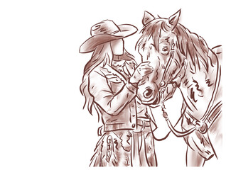 horse and rider digital art for card decoration illustration