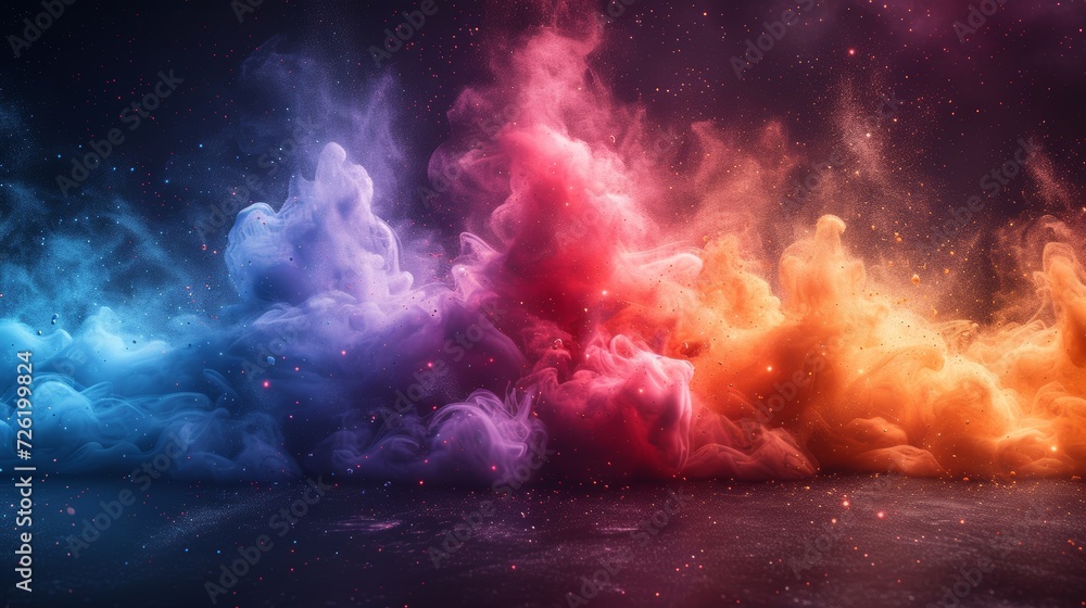 Poster abstract colorful background with smoke and fire effect. 3d illustration - generative ai