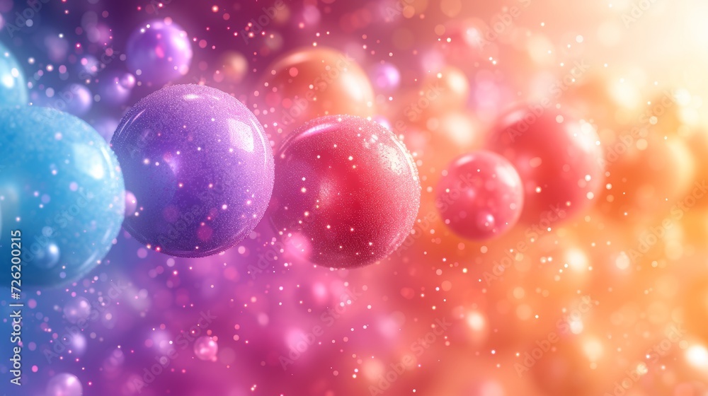 Poster easter eggs on colorful bokeh background. 3d illustration - generative ai