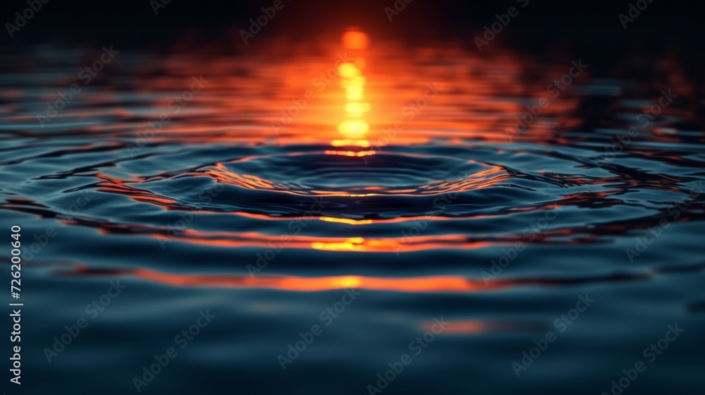 Aufkleber falling drops of water with ripples and ripples. abstract background - generative ai