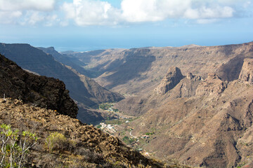 Mountains with a small village in the valley
