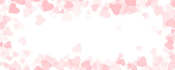 Light Valentine's Day background. Frame of pink hearts for design of cards, invitations, posters.