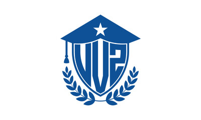 UVZ three letter iconic academic logo design vector template. monogram, abstract, school, college, university, graduation cap symbol logo, shield, model, institute, educational, coaching canter, tech