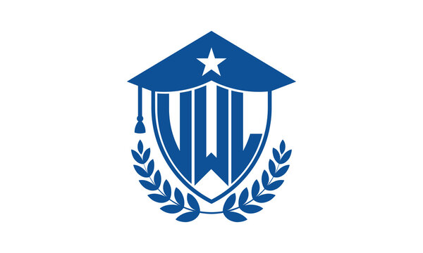 UWL three letter iconic academic logo design vector template. monogram, abstract, school, college, university, graduation cap symbol logo, shield, model, institute, educational, coaching canter, tech