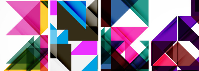 Set of abstract random triangle composition backgrounds. Vector illustration for for wallpaper, business card, cover, poster, banner, brochure, header, website