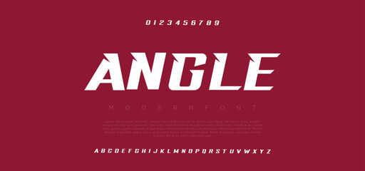 Angle , a modern alphabet lowercase font. minimalist typography vector illustration design - obrazy, fototapety, plakaty