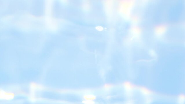 Blue abstract smooth bokeh light leak, water blurred motion, sunlight lens flare