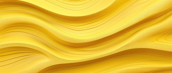 Detailed and captivating, an abstract closeup of organic yellow wooden waving waves on a wall, Ai Generated.