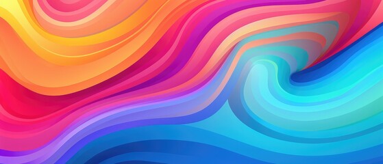 Obraz premium Captivating abstract backdrop with bold and colorful gradients, showcasing dynamic waves texture for a visually appealing panorama, Ai Generated.