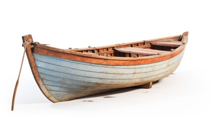 Wooden rowboat, vintage allure for coastal vibes. Nautical charm, Ai Generated.