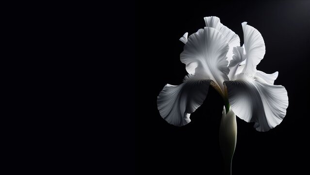 An elegant image of an iris flower on a black background. Spring Festival.
