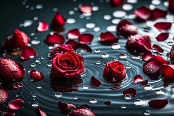 rose petals in water