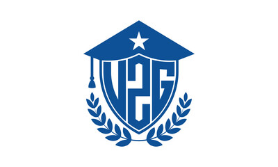 UZG three letter iconic academic logo design vector template. monogram, abstract, school, college, university, graduation cap symbol logo, shield, model, institute, educational, coaching canter, tech