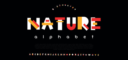 Nature, luxury modern font alphabet vector set