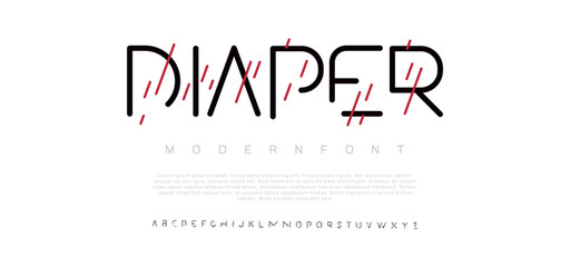 Diaper Vector stylish sans serif font, uppercase letter set, alphabet, typography