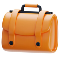 Business Briefcase Suitcase 3D Icon with Transparent Background PNG File