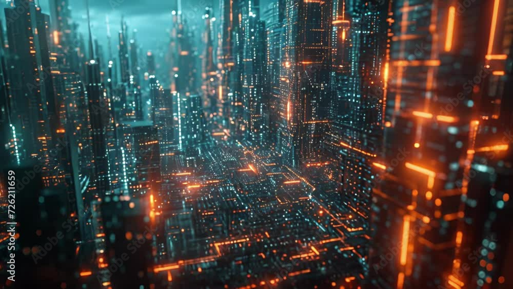 Poster from the glowing circuit boards lining the futuristic architecture to the pulsing beats of undergrou