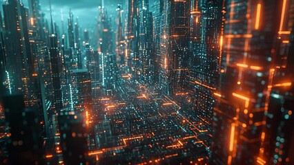 From the glowing circuit boards lining the futuristic architecture to the pulsing beats of underground clubs this cityscape is a true representation of the intersection between