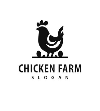 Minimalist simple chicken farm logo template