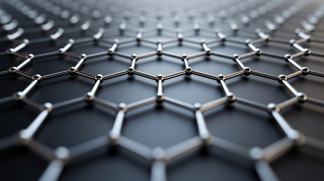 Graphene molecular grid, graphene atomic structure concept, hexagonal geometric form, nanotechnology background - Powered by Adobe
