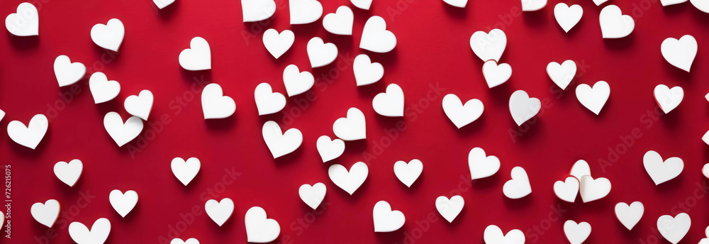 Canvas Prints background of white hearts with swirls in red colors. banner. generative ai