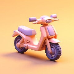 Fototapeta na wymiar motor pink scooter Cartoon Style 3D Rendering