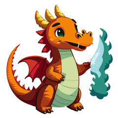 cute baby dragon blowing fire v2