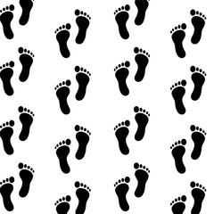  foot prints black and white seamless pattern 