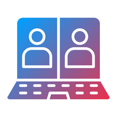 Meeting on Laptop Icon Style