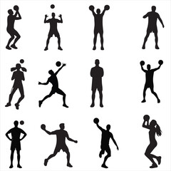 set of volleyball players silhouettes , volleyball players silhouettes , group of volleyball players silhouettes , volleyball silhouettes  , women volleyball silhouettes