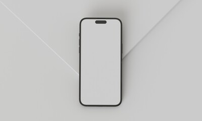 Smartphone with a blank screen on a white background. Smartphone mockup closeup isolated on white background.